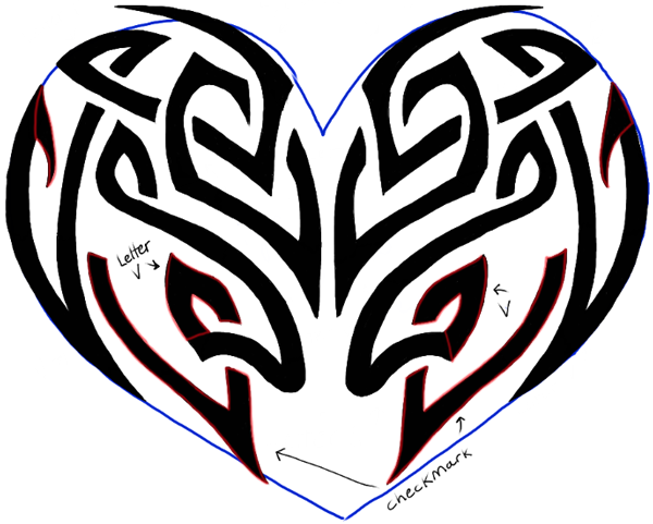 600x481 How To Draw A Tribal Heart Tattoo Design With Easy Step