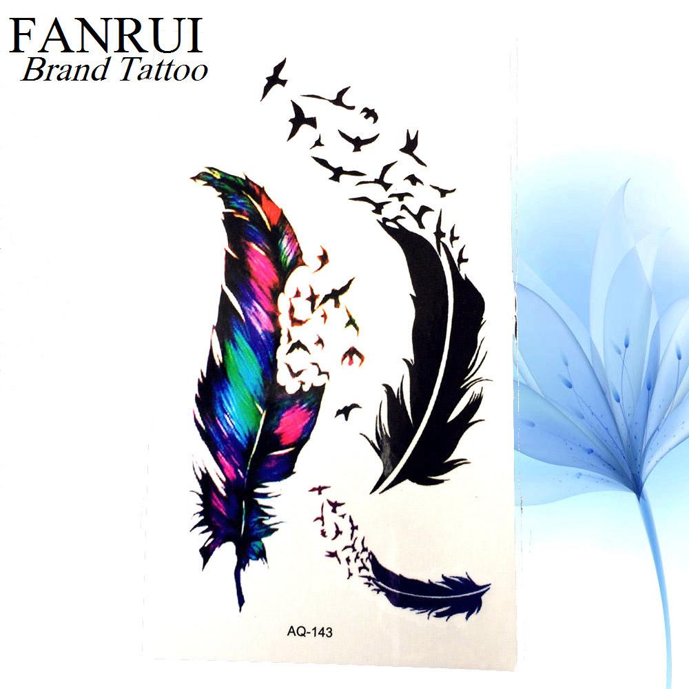 1000x1000 Summer Style Watercolor Feather Bird Temporary Tattoo Women Tribal