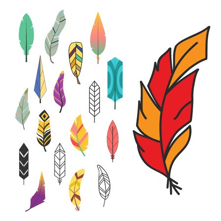 450x450 Tribal Flat Feather Different Style Bird Vintage Colorful Ethnic