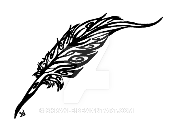 600x470 Feather Quill Tribal Tattoo