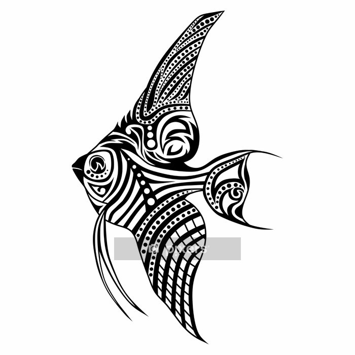 700x700 Tribal Fish Vector Tattoo Wall Decal