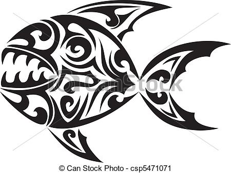 450x338 Tribal Fish Vector Tattoo