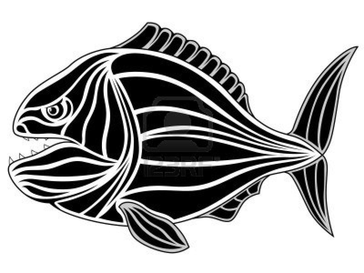 1200x900 Black Tribal Fish Tattoo