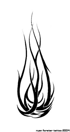 236x441 Black Tribal Fire And Flame Tattoo Stencil