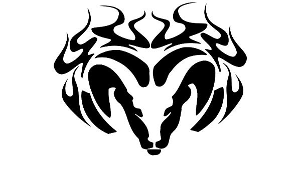 600x350 Dodge Ram Diesel Tribal Flame White Sticker
