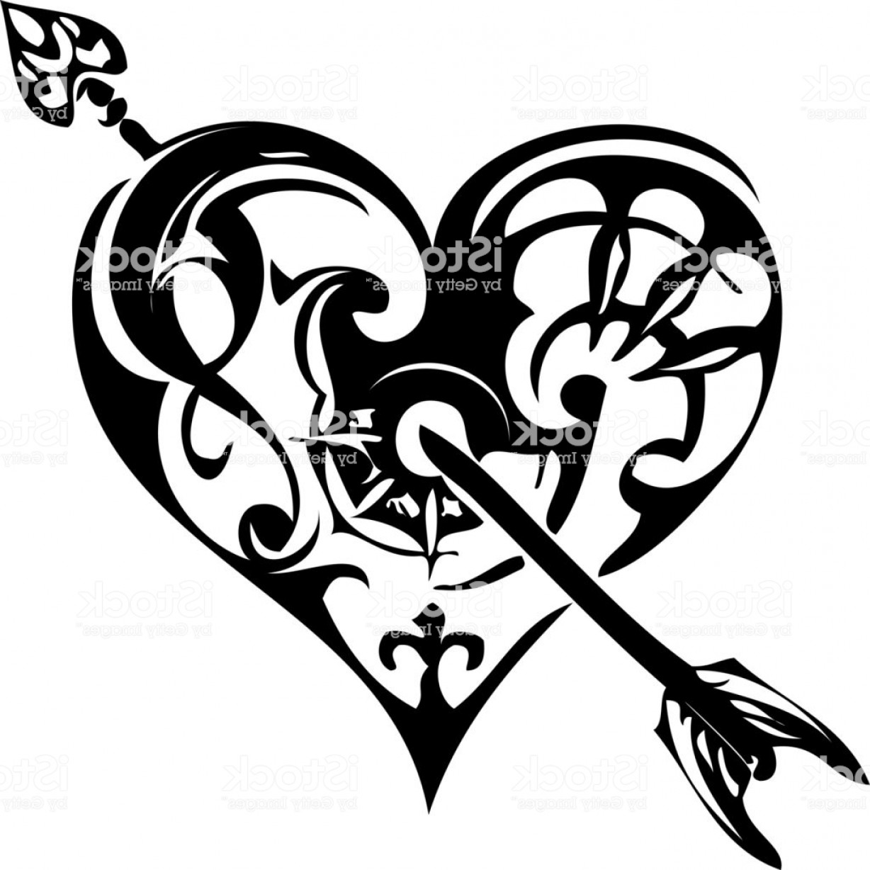 1228x1228 Tribal Heart Arrow Vector Studiogrfx