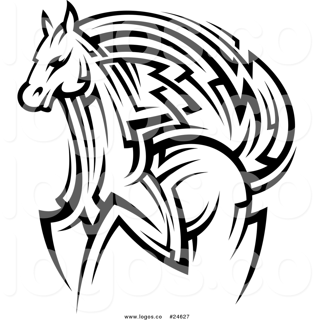 1024x1044 Royalty Free Vector Logo Of A Strong Tribal Horse Running