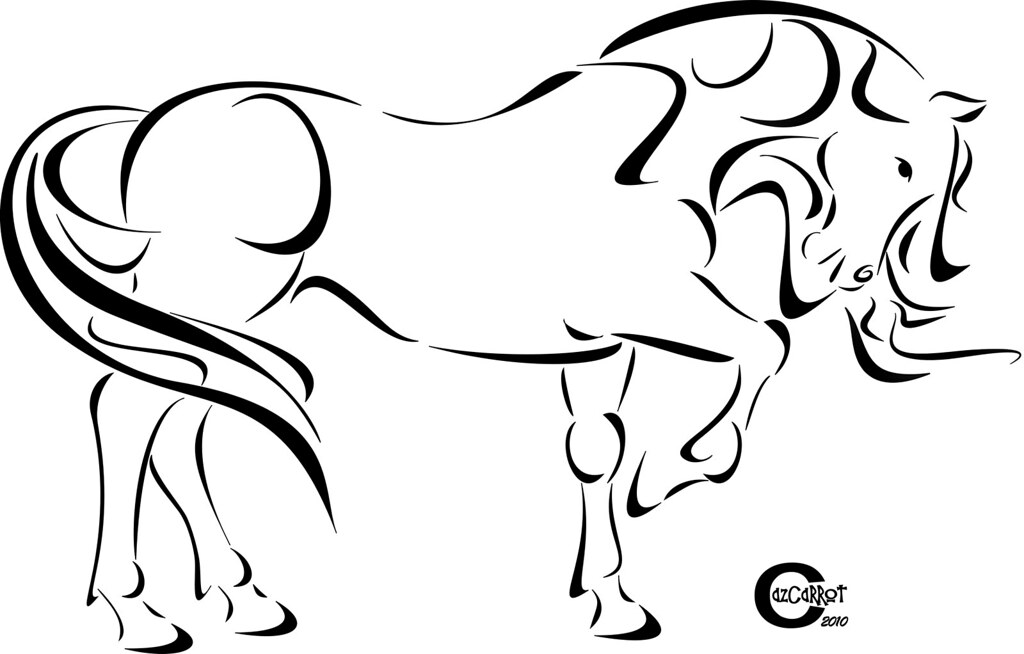 1024x654 Tribal Horse Simple Line Drawing Of A Horse In A Tribal