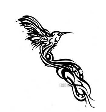 350x372 Hummingbird Tattoo Nice Tribal Stencil