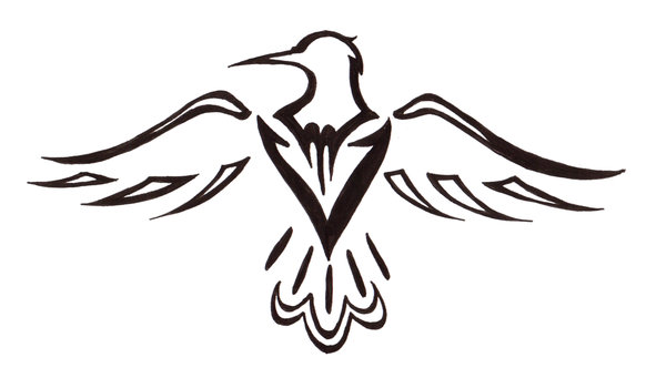 600x341 Hummingbird Tribal Tattoo Model Tattoo Ideas