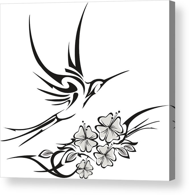 665x686 Tribal Hummingbird And Hibiscus Tattoo Acrylic Print