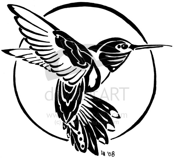 600x544 Tribal Hummingbird Drawing