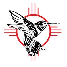 236x236 Tribal Hummingbird Drawing