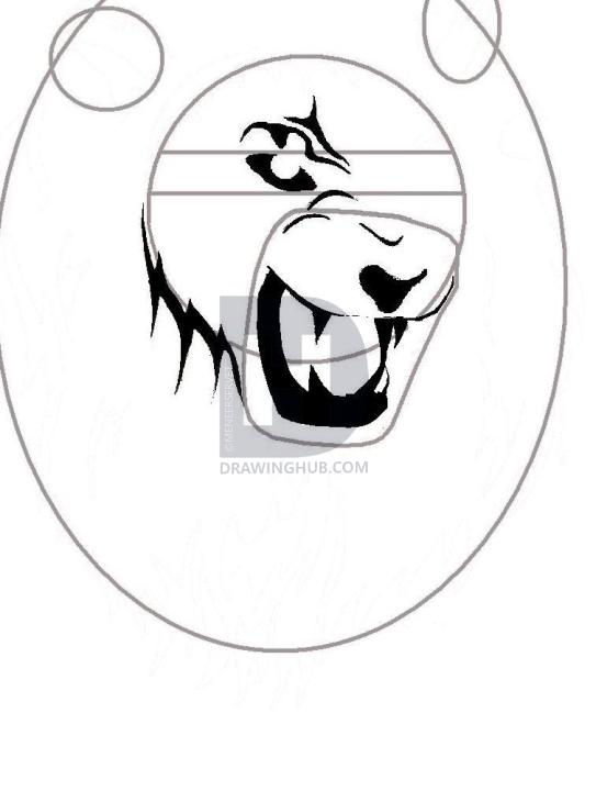 543x720 How To Draw Tribal Lion Art, Step