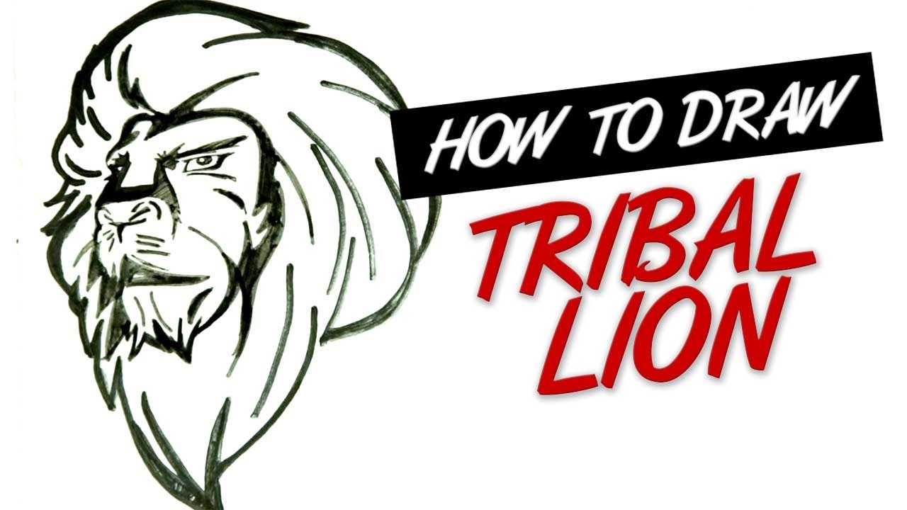1280x720 How To Draw Tribal Lion Head Tattoo Design