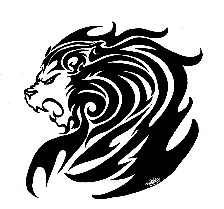 900x840 Tribal Lion Drawings