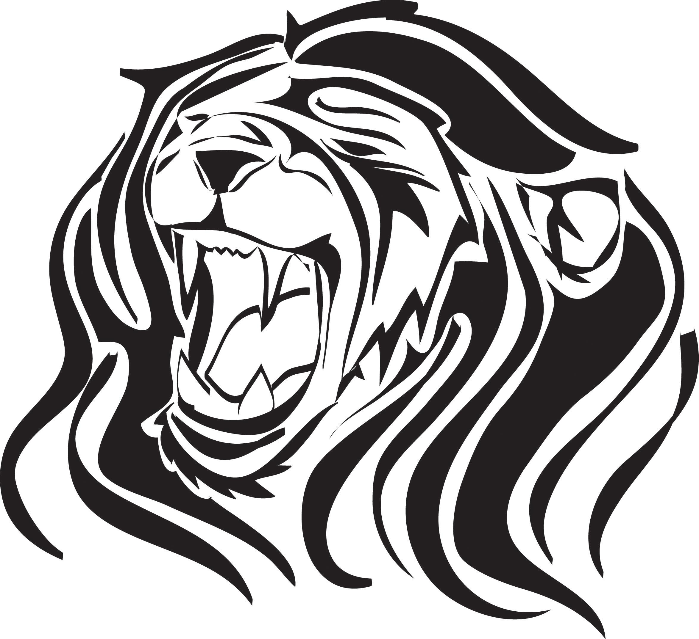 2348x2149 Black Tribal Lion Head Tattoo Design