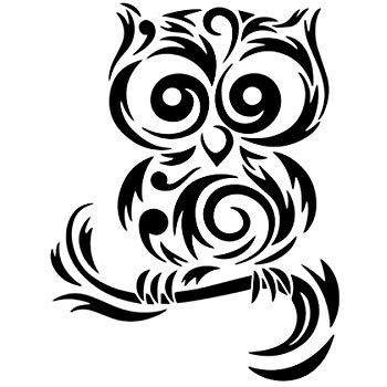350x350 Tribal Cute Owl Silhouette Vinyl Sticker Car Decal