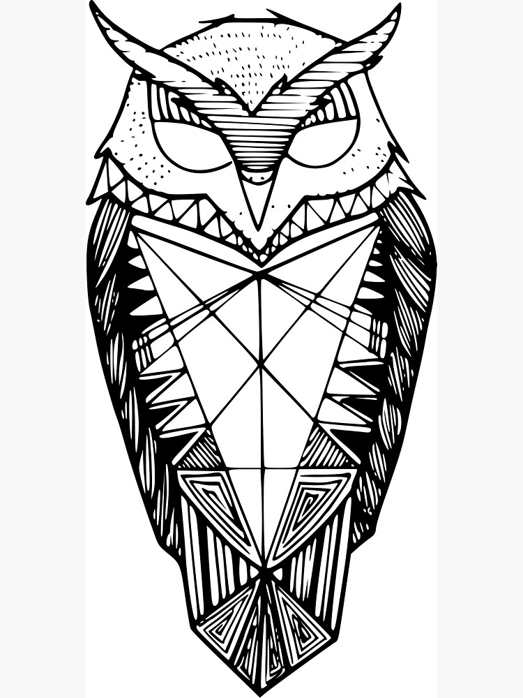 750x1000 Owl Tribal Metal Print