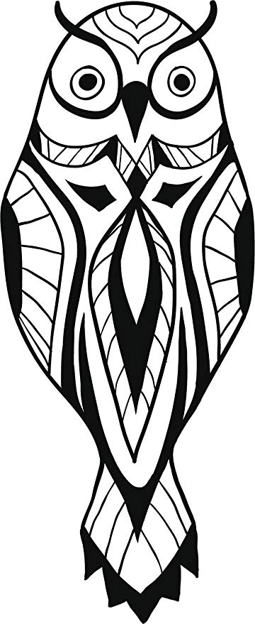 360x879 Pretty Tribal Pattern Feather Owl Pen Art Cartoon