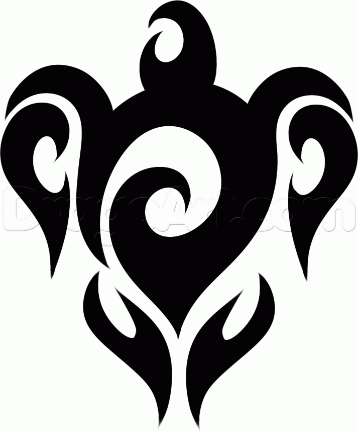 713x859 How To Draw A Tribal Turtle, Step