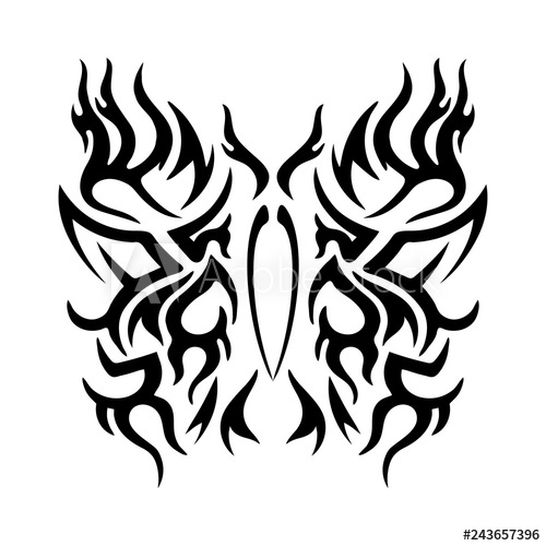 500x500 Tattoo Tribal Design, Stylized Butterflies, Abstract Print, Celtic