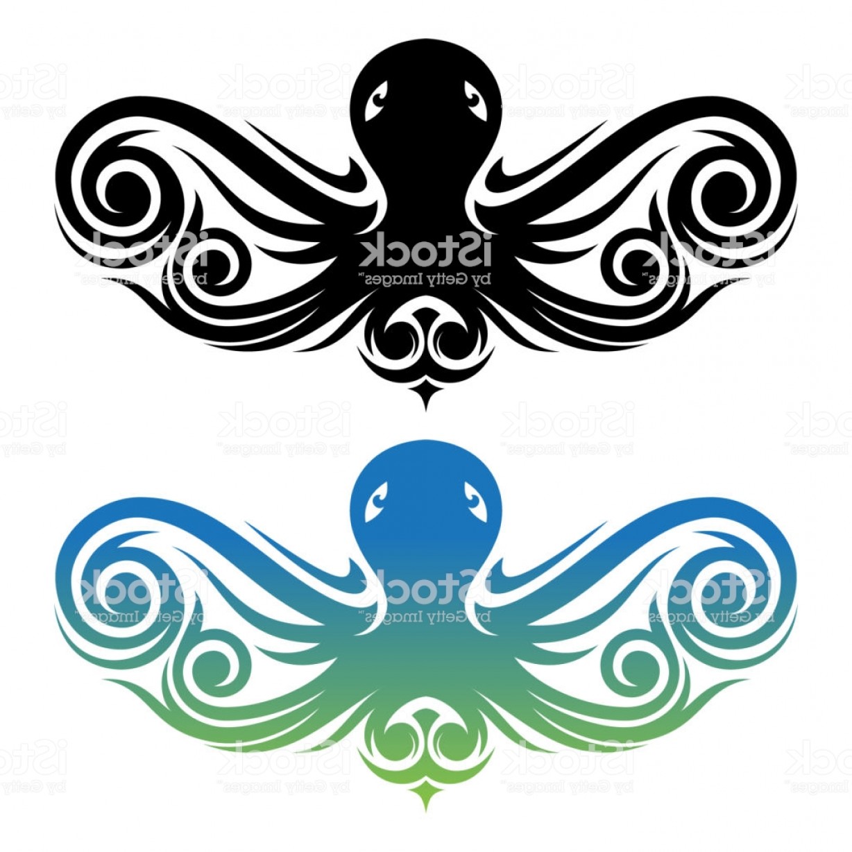 1228x1228 Creative Drawing Vintage Color Style Vector Octopus With Ethnic