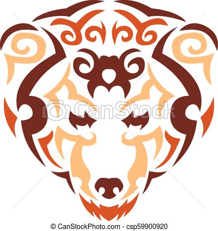 443x470 Tribal Bear Illustration, Color Animal Print For T Shirt Tribal
