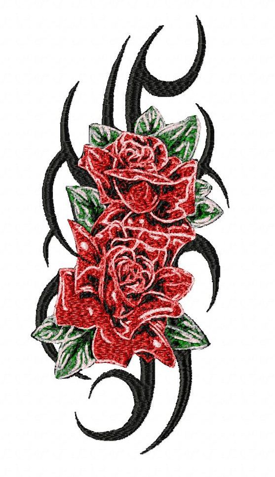 557x965 Large Tribal Rose Embroidery Design