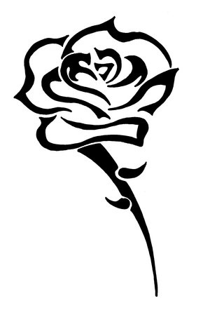 300x442 Outline Tribal Rose Tattoo Design