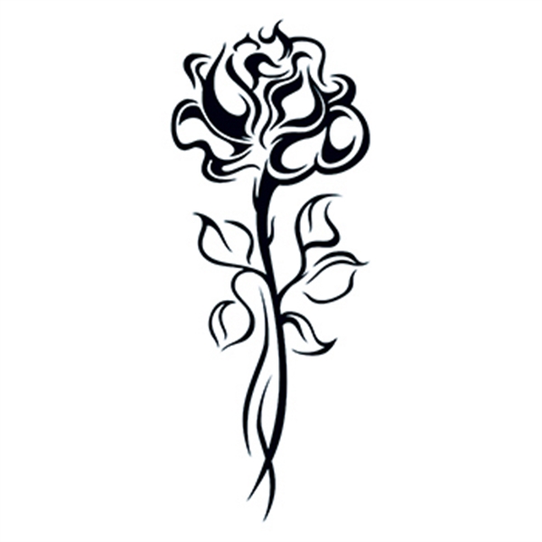 600x600 Tribal Rose With Stem Temporary Tattoo