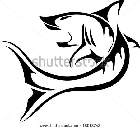 450x413 Amazing Black Tribal Shark Tattoo Design