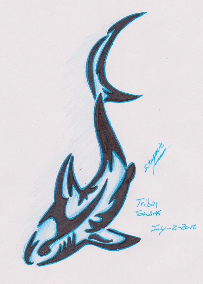 700x982 At Tribal Shark Drawing