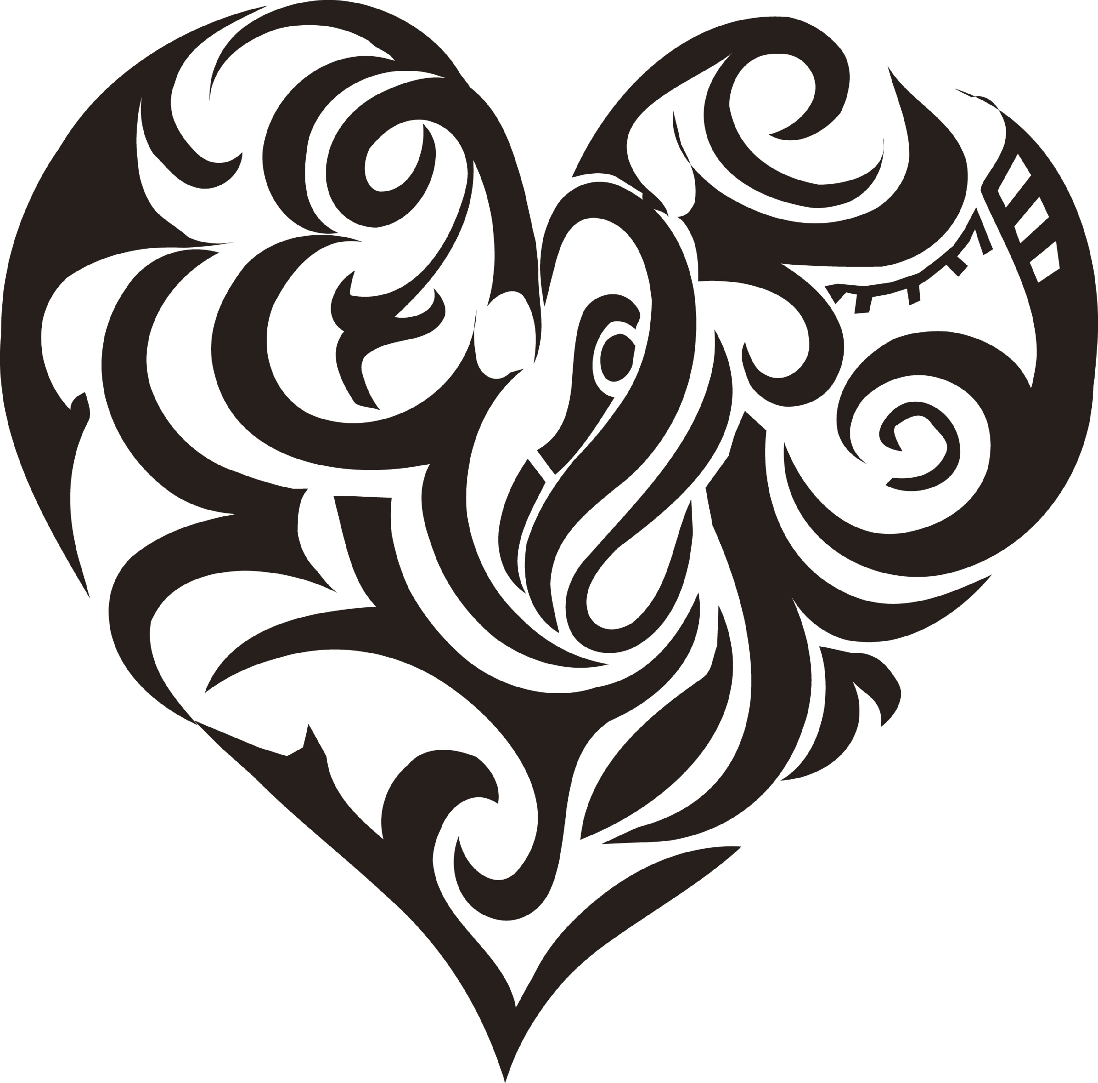 3489x3439 Tribal Skull Tattoos Clipart Heart