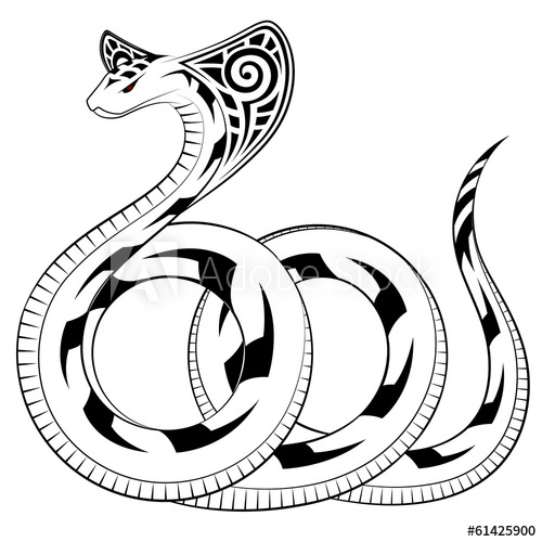 500x500 Snake, Cobra In The Form Of A Tribal Tattoo