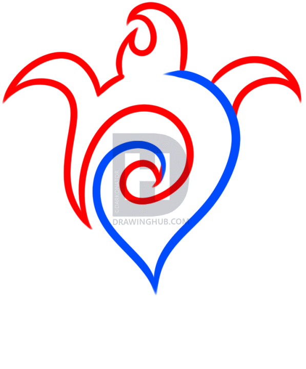 597x720 How To Draw A Tribal Turtle, Step