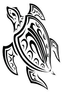 200x300 Tribal Turtle Hawaiian Tattoo Design