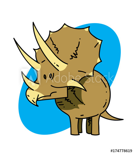 434x500 Triceratops Cartoon Hand Drawn Image Original Colorful Artwork