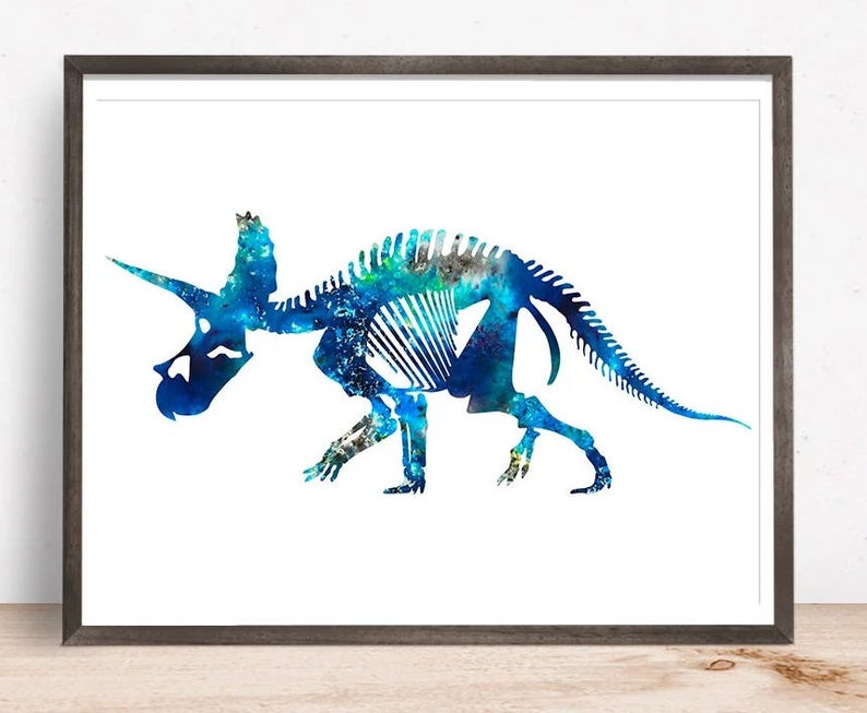 794x653 Triceratops Dinosaur Skeleton Decor Printable Wall Art Etsy