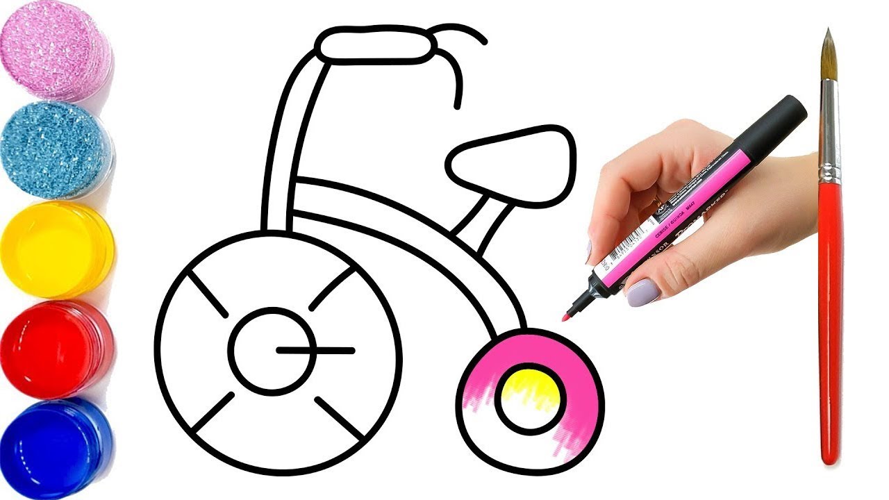 1280x720 Toy Tricycle Coloring And Drawing Learn Colors For Kids, Toddlers