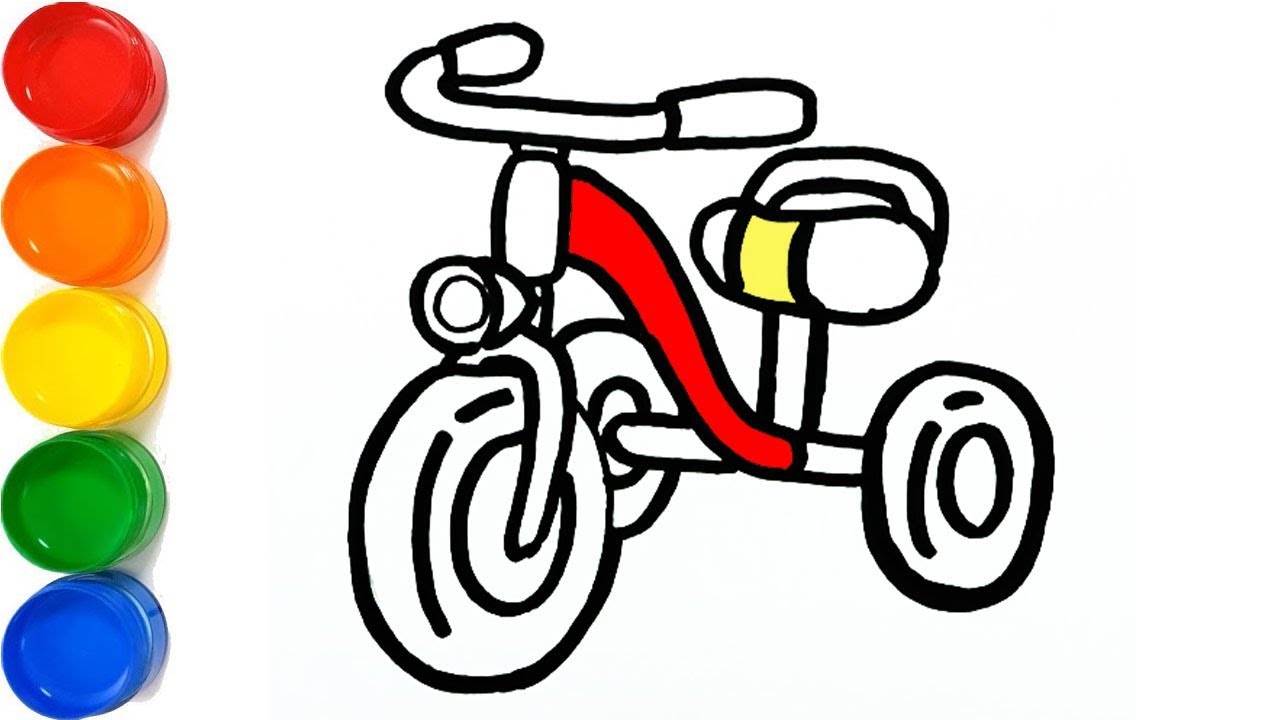 1280x720 Coloring Tricycle Painting For Toddlers And Drawing For Kids