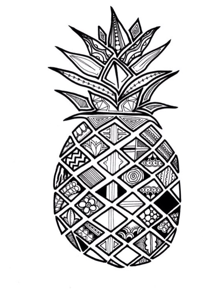 750x965 Pineapple Drawing Trippy For Free Download
