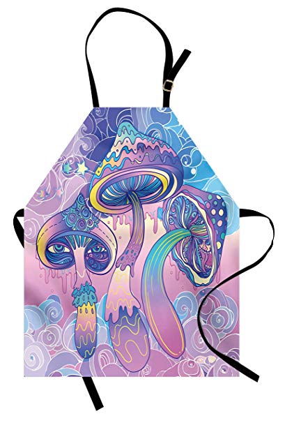 409x606 Lunarable Mushroom Apron, Trippy Drawing Hippie Design