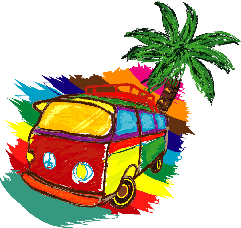 784x743 Van Rainbow Palm Tree Tshirt