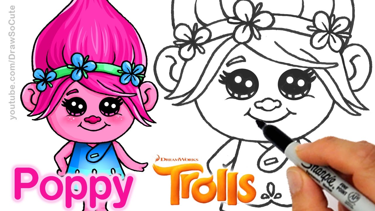 1280x720 How To Draw Poppy From Trolls Movie Cute And Easy