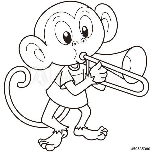 500x500 Cartoon Monkey Playing A Trombone