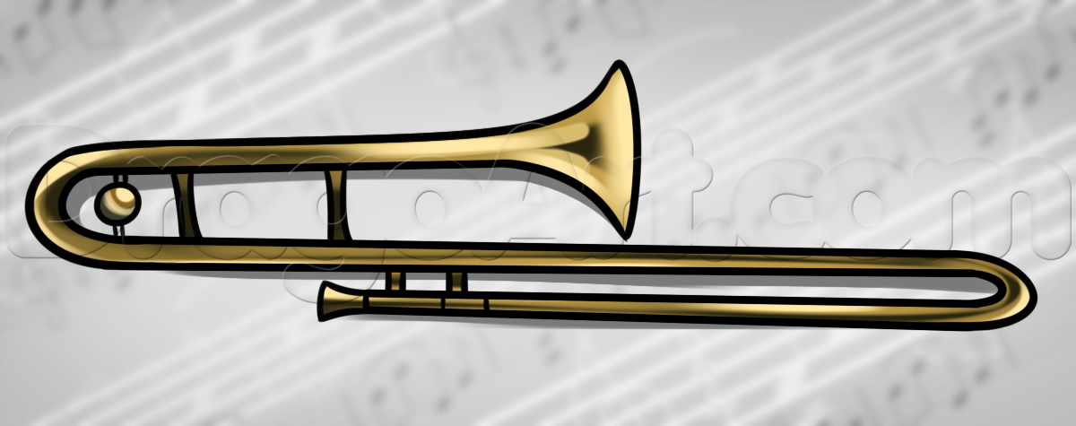 1200x475 How To Draw A Trombone, Step