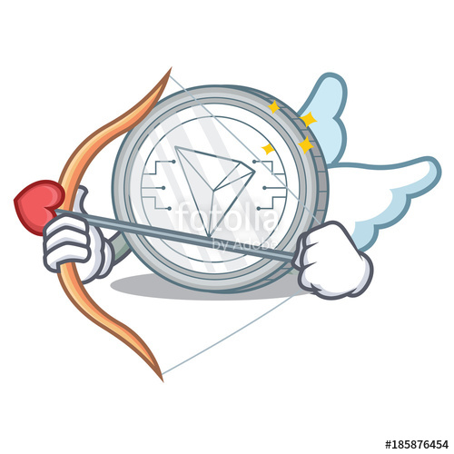 500x500 cupid tron coin character cartoon stock image and royalty free