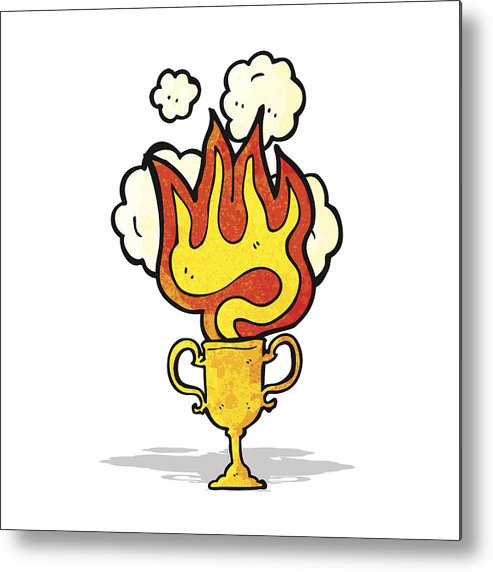 493x572 Flaming Trophy Cartoon Cup Metal Print