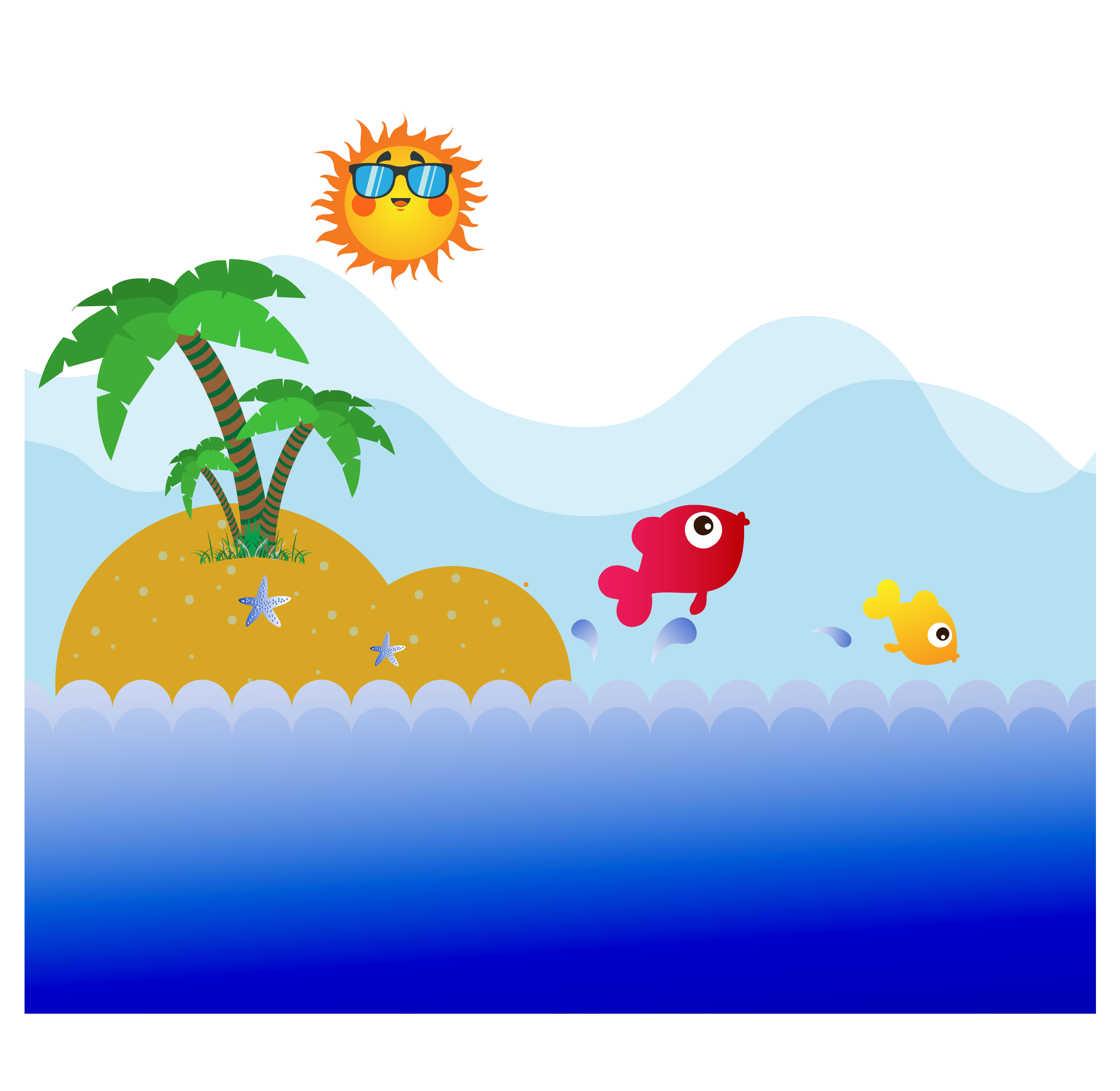 3302x3217 Collection Of Free Waterfall Drawing Tropical Island Download